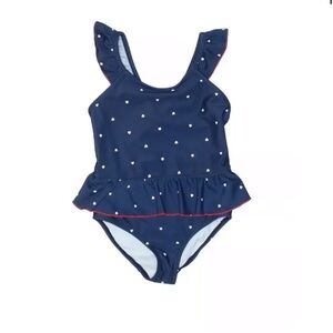 Carter's Navy Blue/ White Heart Dots Ruffle One Piece Swimsuit